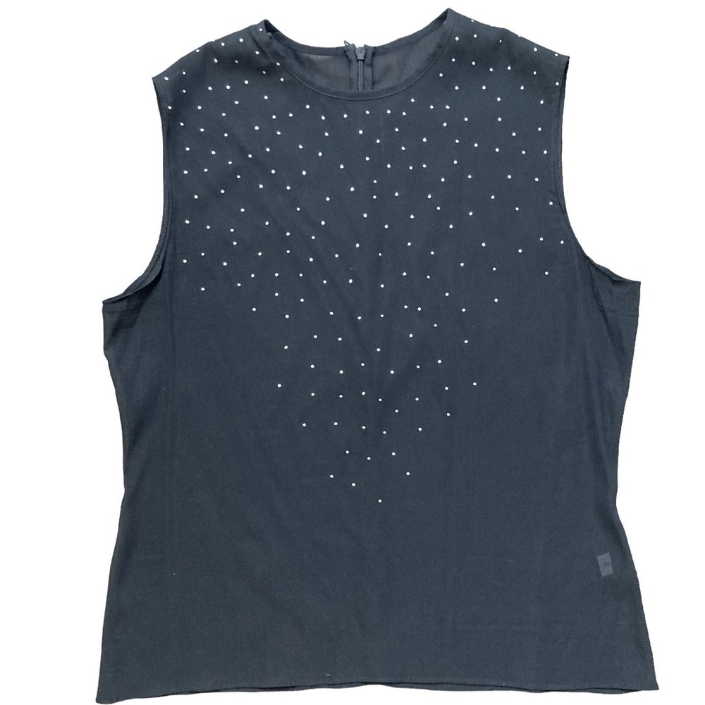 Sheer Black Silk Silver Studded Tank Top